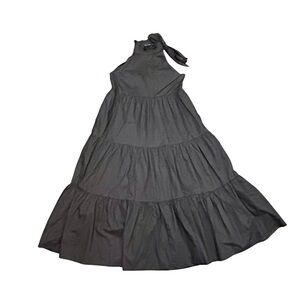 Wyatt Wylde Black Cotton Tiered Halter Maxi Dress with Pockets – Size L